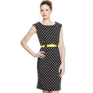 Emma & Michele Polka Dot Belted Sheath Dress